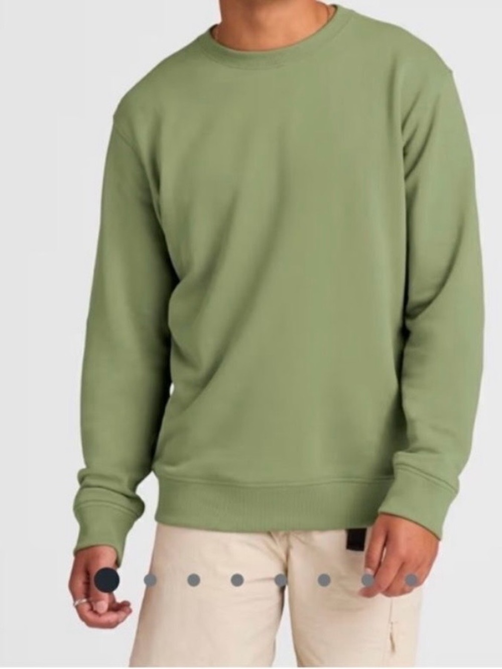 allbirds R&R Crewneck Sweater in Calm Cargo Green Cotton Blend Heavyweight NWT